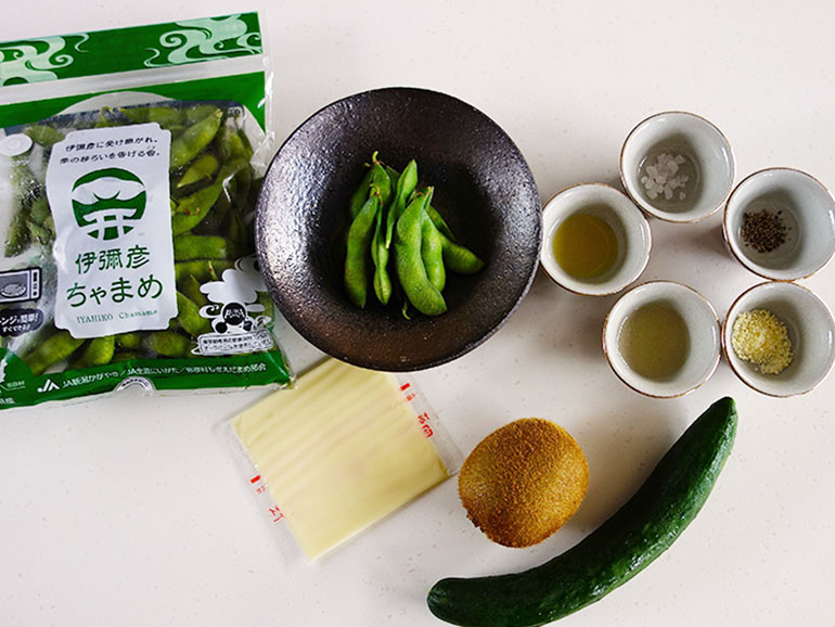 枝豆たっぷりお手軽チーズカナッペ｜伊彌彦ちゃまめ
